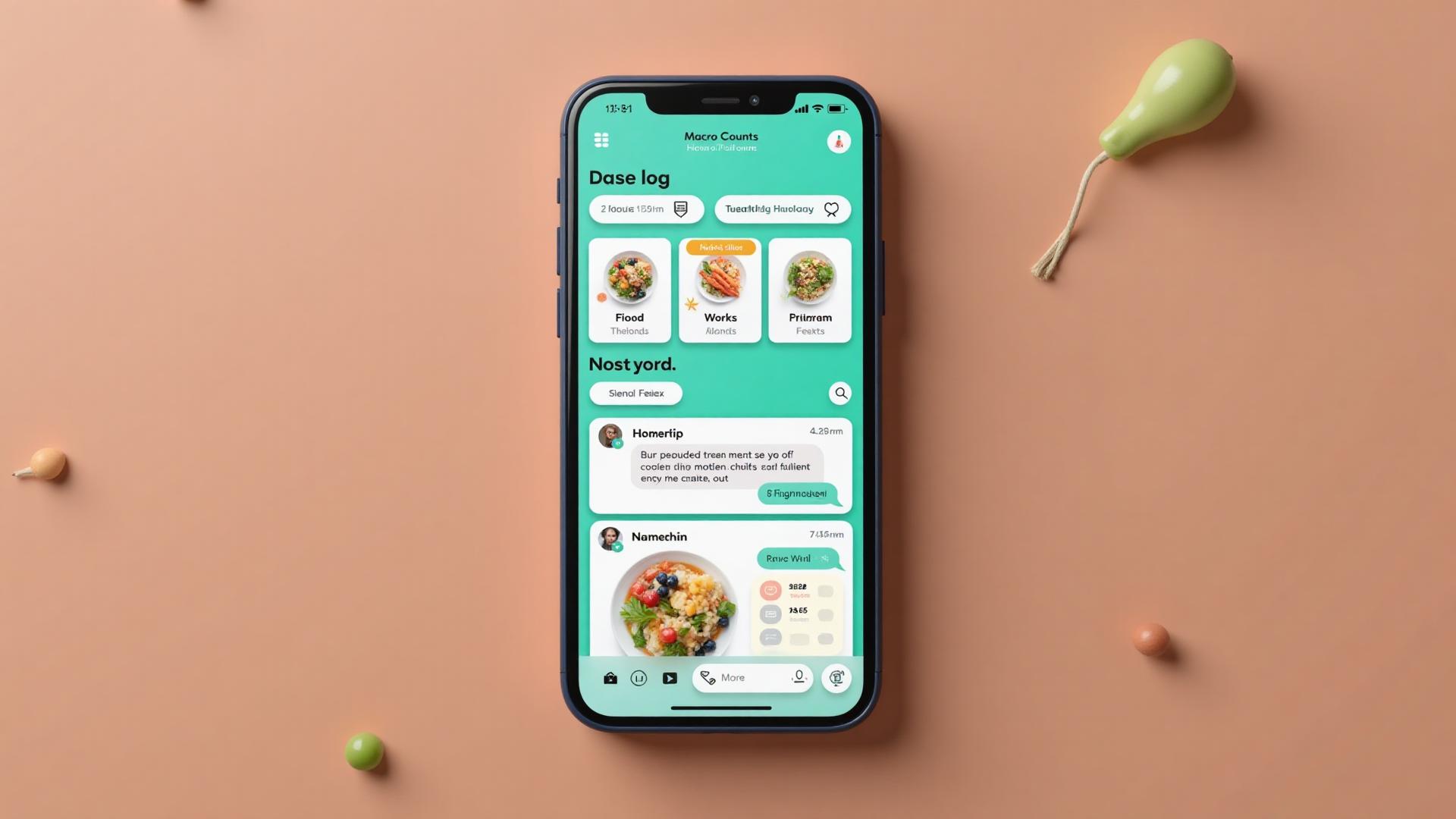 Health & Beauty AI app interface showing macro tracking dashboard